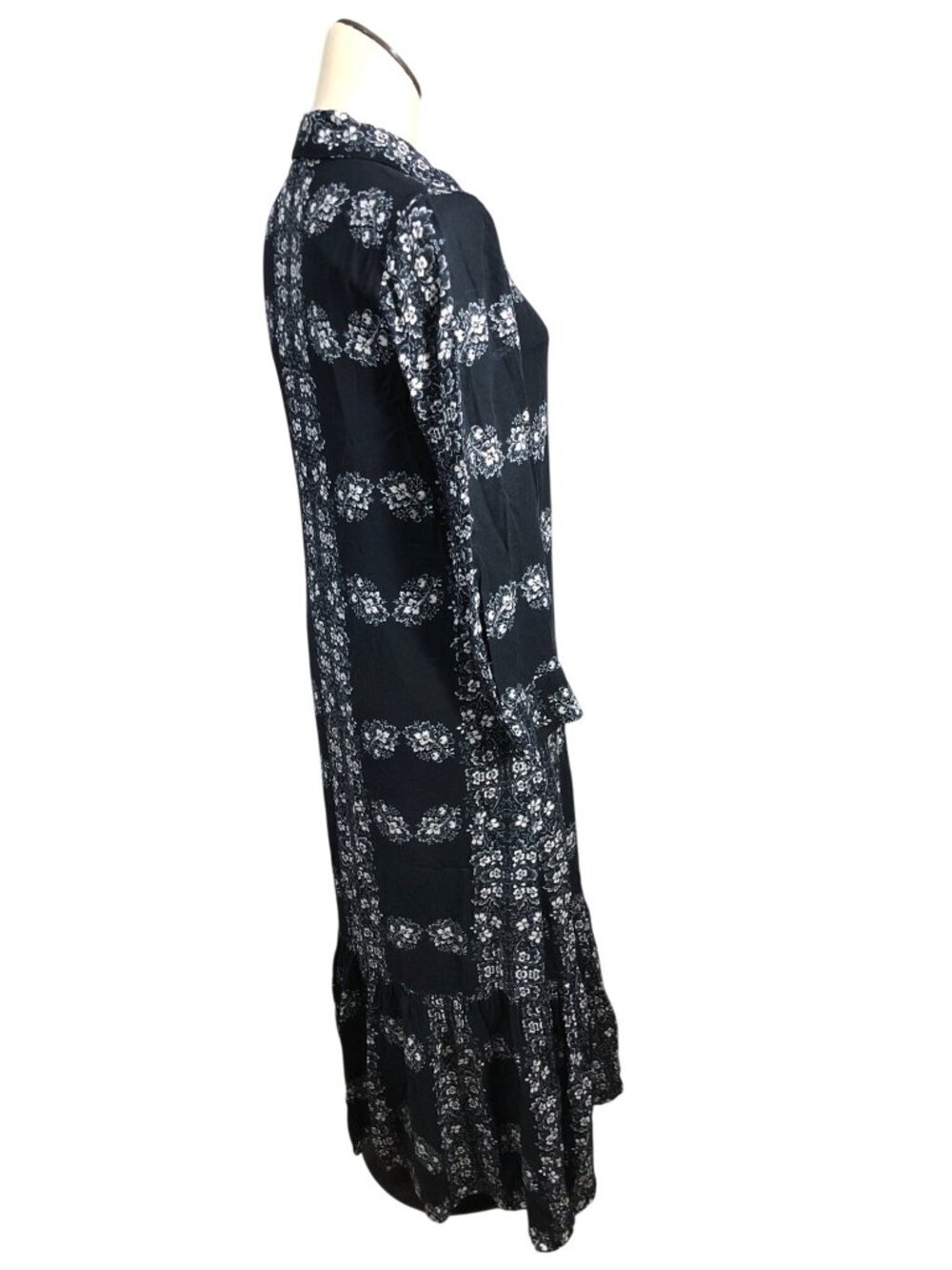 Hyacinth House Tuckernuck Floral Miller Dress Womens XS Navy Long Sleeve Maxi - Picture 13 of 16